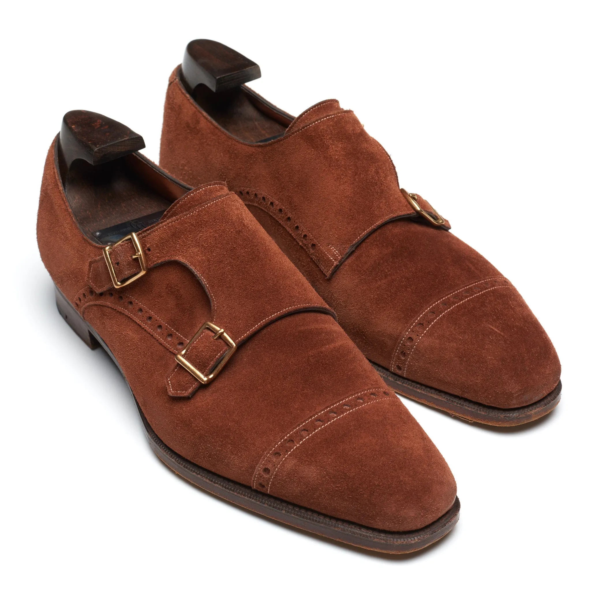 GAZIANO & GIRLING "Mayfair" Polo Suede Leather Double Monk Shoes UK 8E US 8.5 Last MH71