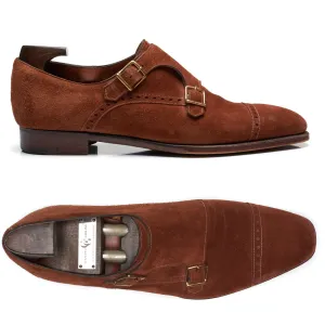 GAZIANO & GIRLING "Mayfair" Polo Suede Leather Double Monk Shoes UK 8E US 8.5 Last MH71