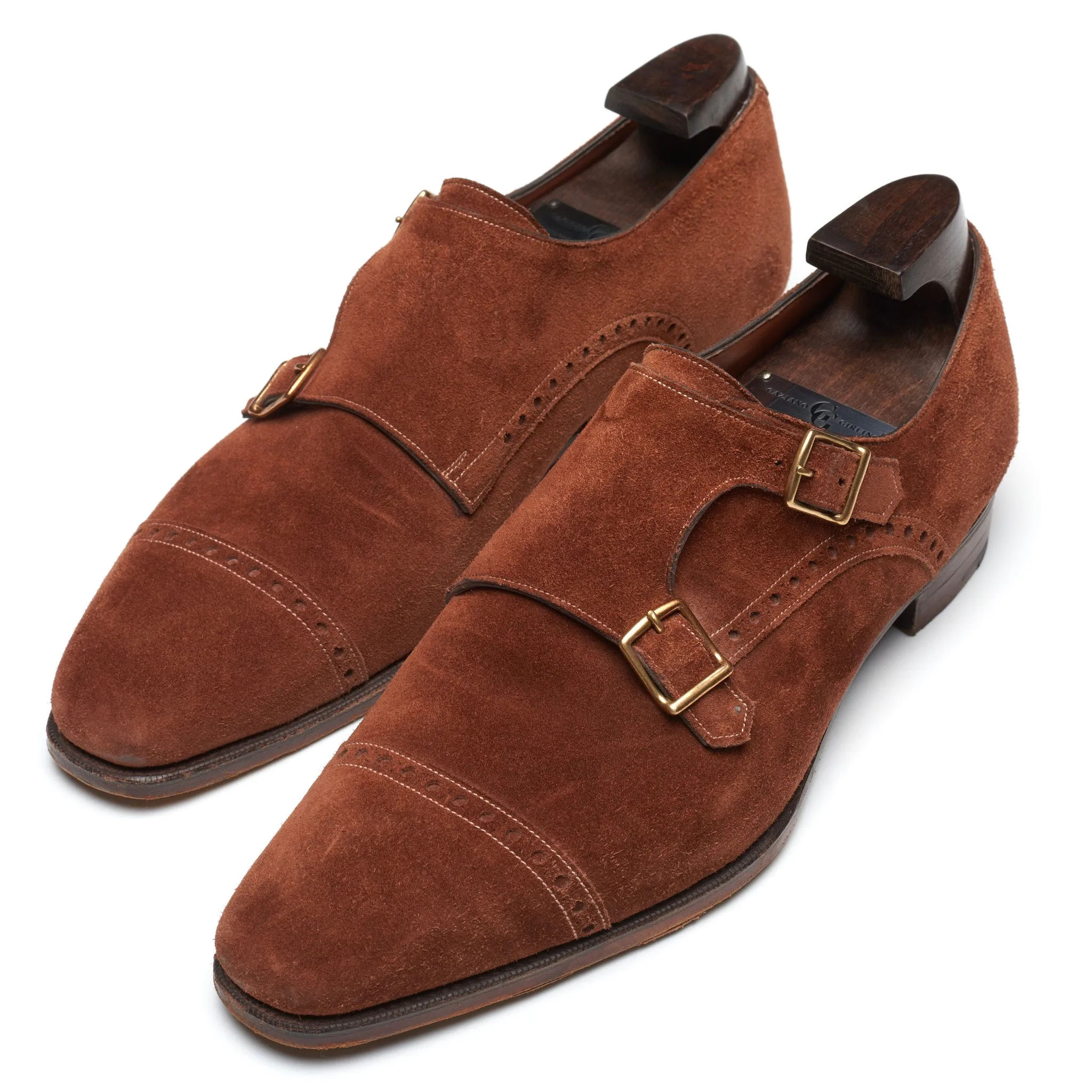 GAZIANO & GIRLING "Mayfair" Polo Suede Leather Double Monk Shoes UK 8E US 8.5 Last MH71