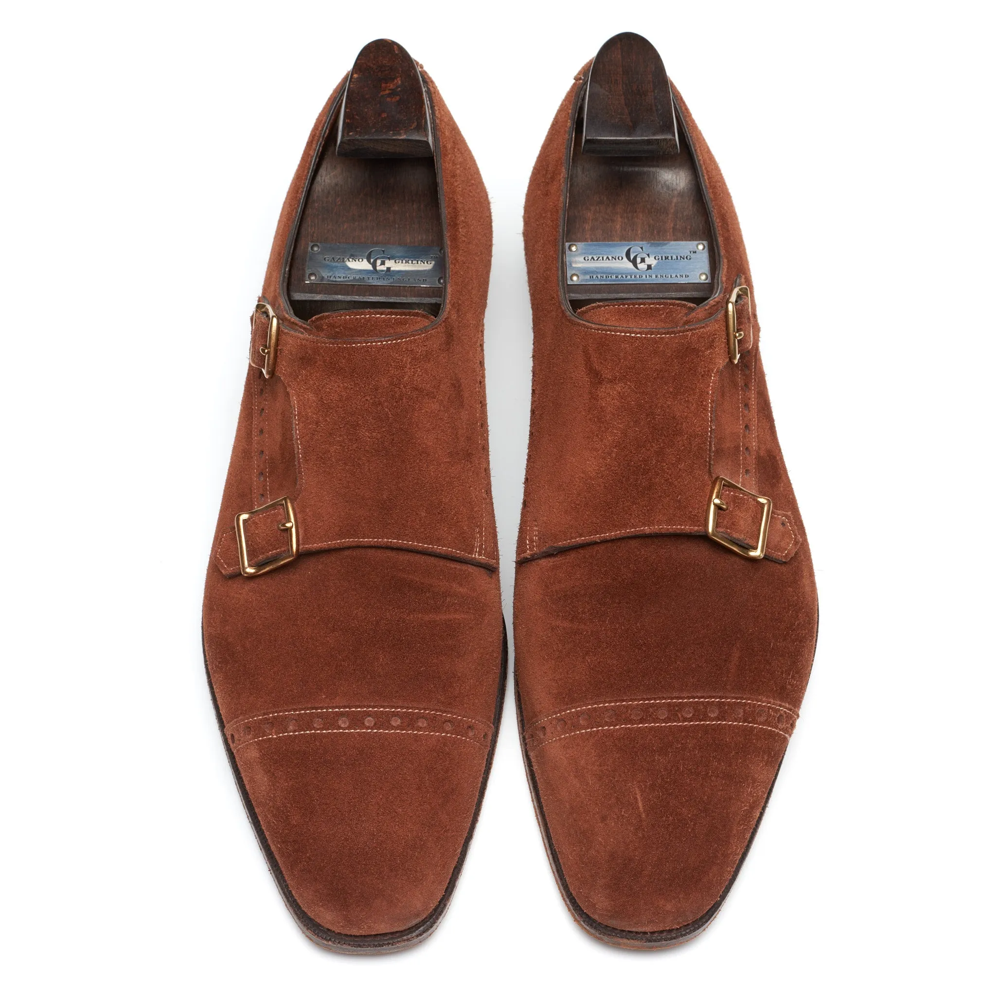 GAZIANO & GIRLING "Mayfair" Polo Suede Leather Double Monk Shoes UK 8E US 8.5 Last MH71