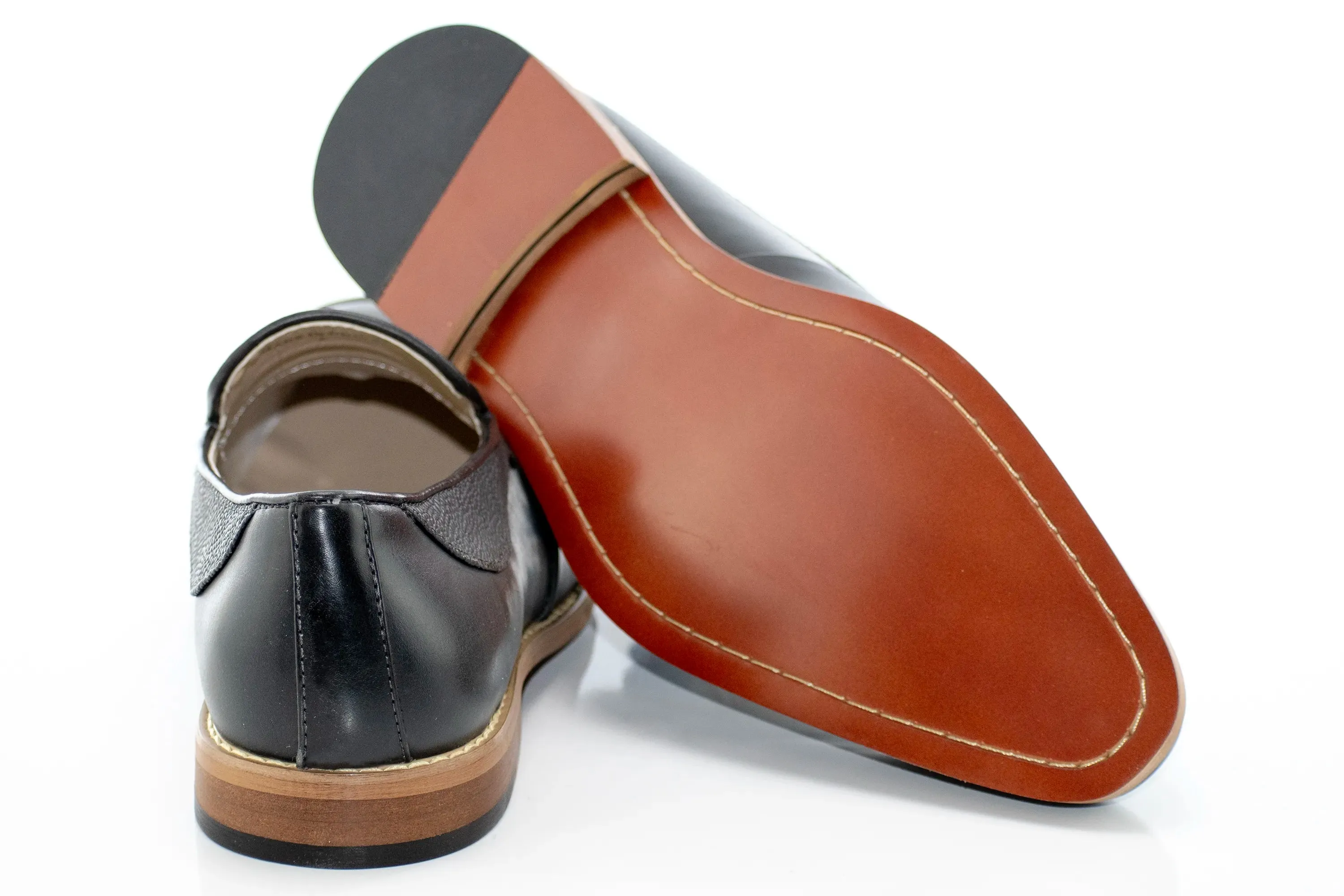 Gray Leather Slip-On Penny Loafer