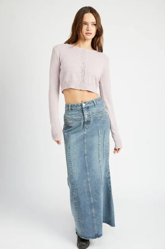 Long Flared Denim Skirt
