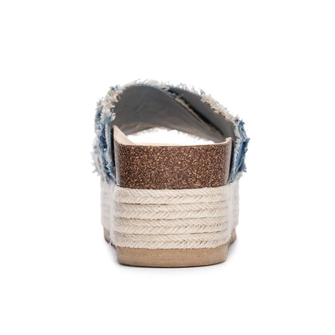 Plays Crochet Platform Slide Chunky Mule Sandals - Denim Patchwork