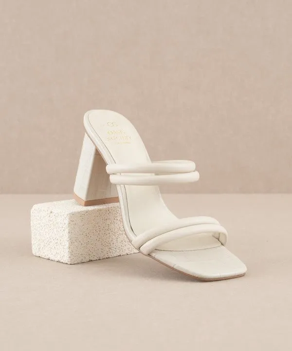 The Angela Beige Strappy Alligator Heels